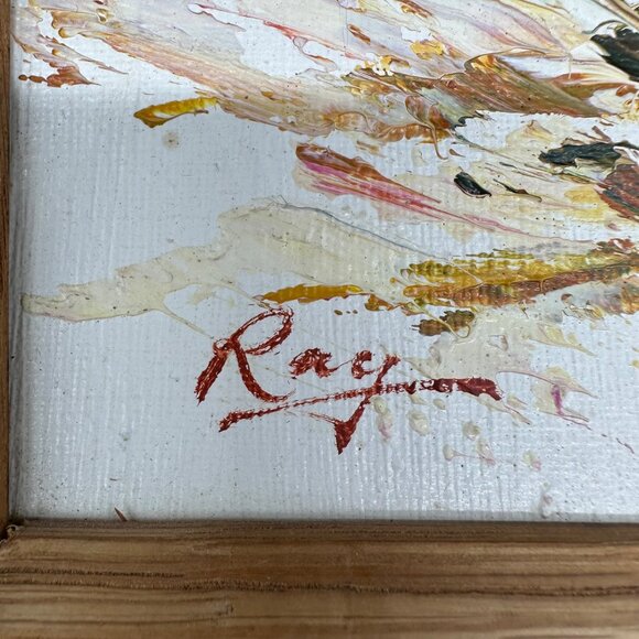 Vintage Painting Beach Dunes Seagulls Nautical Wooden Frame Wall Hanging Signed - Picture 5 of 11